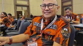 Sekretaris Majelis Pimpinan Wilayah (MPW) Pemuda Pancasila Jawa Timur, M Agus Muslim ketika mengikuti Musyawarah Besar (Mubes) Pemuda Pancasila XI, di Hotel Sultan, Jakarta, Senin (27/10/2025). Foto: dok sentralmerahputih.id